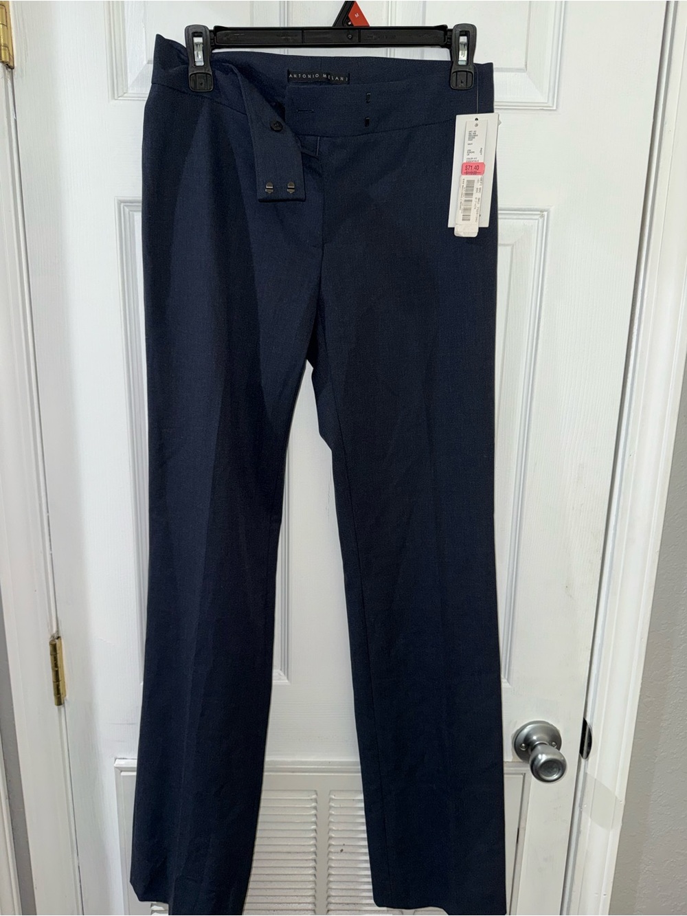 ANTONIO MELANI Navy Straight-Leg Dress Trousers